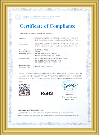 Rohs Certificate of Compliance