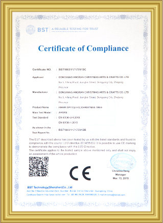 CE Certificate of Compliance